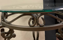 Load image into Gallery viewer, Round Iron Base End Table with  Beveled Glass Top
