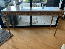 Load image into Gallery viewer, One Drawer Marble Top Console Table with Greek Key Detailing from Henredon Furniture
