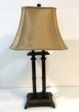 Load image into Gallery viewer, Double Pillar Table Lamp with Linen Shade
