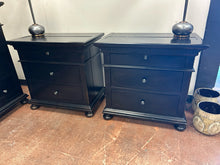 Load image into Gallery viewer, Pair of 3 Drawer St. James Collection Nightstands in Antiqued Black from Restoration Hardware
