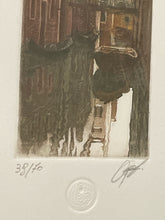 Load image into Gallery viewer, Framed &quot;Canal with Roses&quot; by Martin Roberts, signed &amp; numbered

