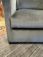 Load image into Gallery viewer, Large Dark Grey/Green Velvet Swivel Chair
