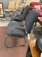 Load image into Gallery viewer, Pair of Chrome Arm Chairs with Gray Upholstery
