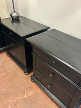Load image into Gallery viewer, Pair of 3 Drawer St. James Collection Nightstands in Antiqued Black from Restoration Hardware
