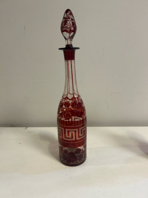 Vintage Bohemian Decanter with Greek Key Detailing