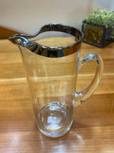 Load image into Gallery viewer, Glass Pitcher with Silver Rim
