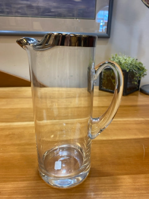 Glass Pitcher with Silver Rim