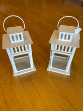 Load image into Gallery viewer, Pair of White Metal Lanterns
