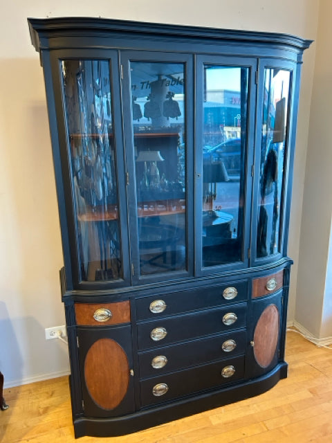 Custom Painted Vintage One Piece China Cabinet from Drexel for Marshall Field