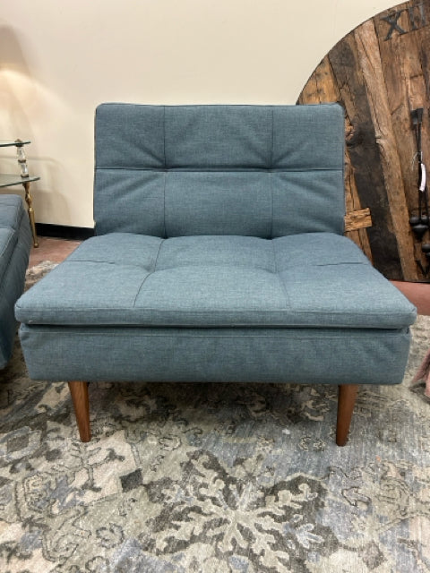 NEW Denim Blue Splitback Convertible Chair with Wood Legs from Domicile Furniture