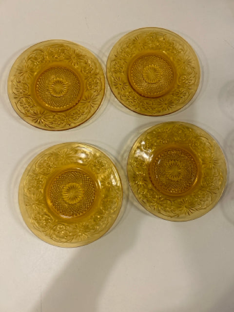 Set of 4 Amber Glass Dessert Plates