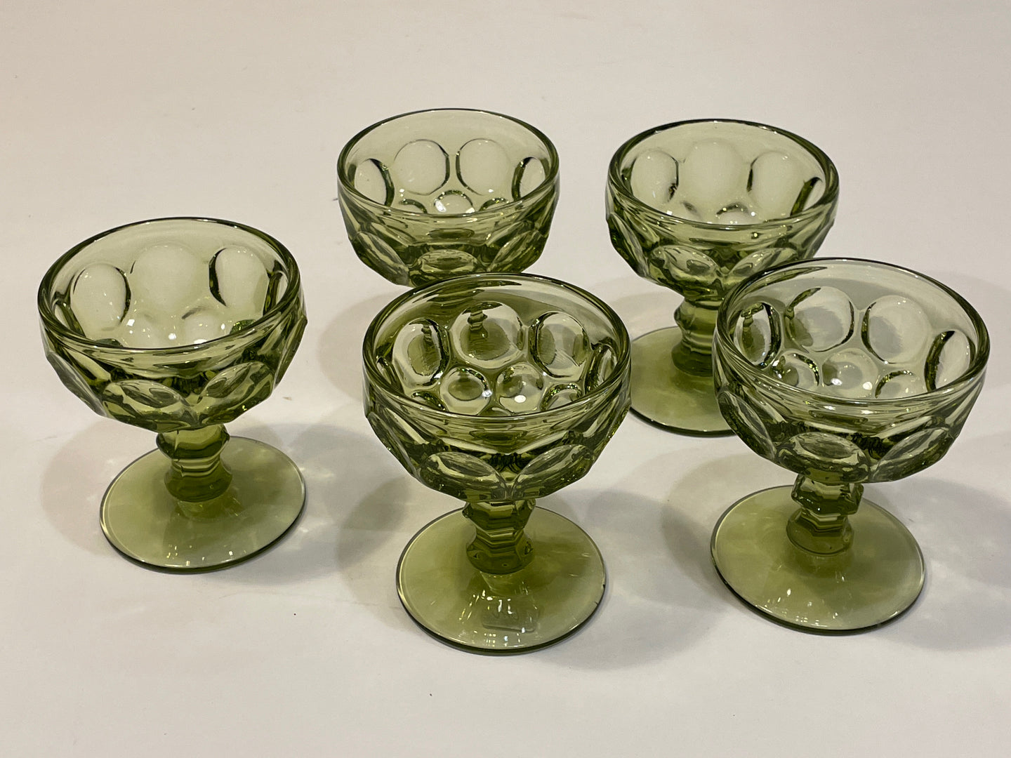 Six Verde Green Imperial Thumbprint Champagne Coupe Glasses