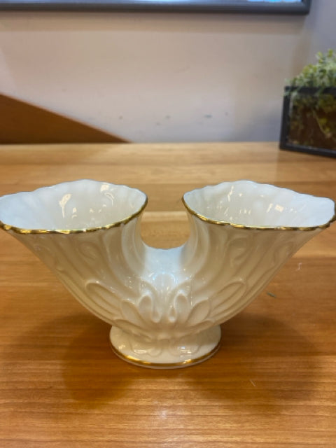 Cream and Gold Double Flower Vase from Lenox