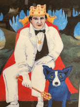 Load image into Gallery viewer, Gold Framed Print of Artist &amp; Blue Dog by George Rodrigue
