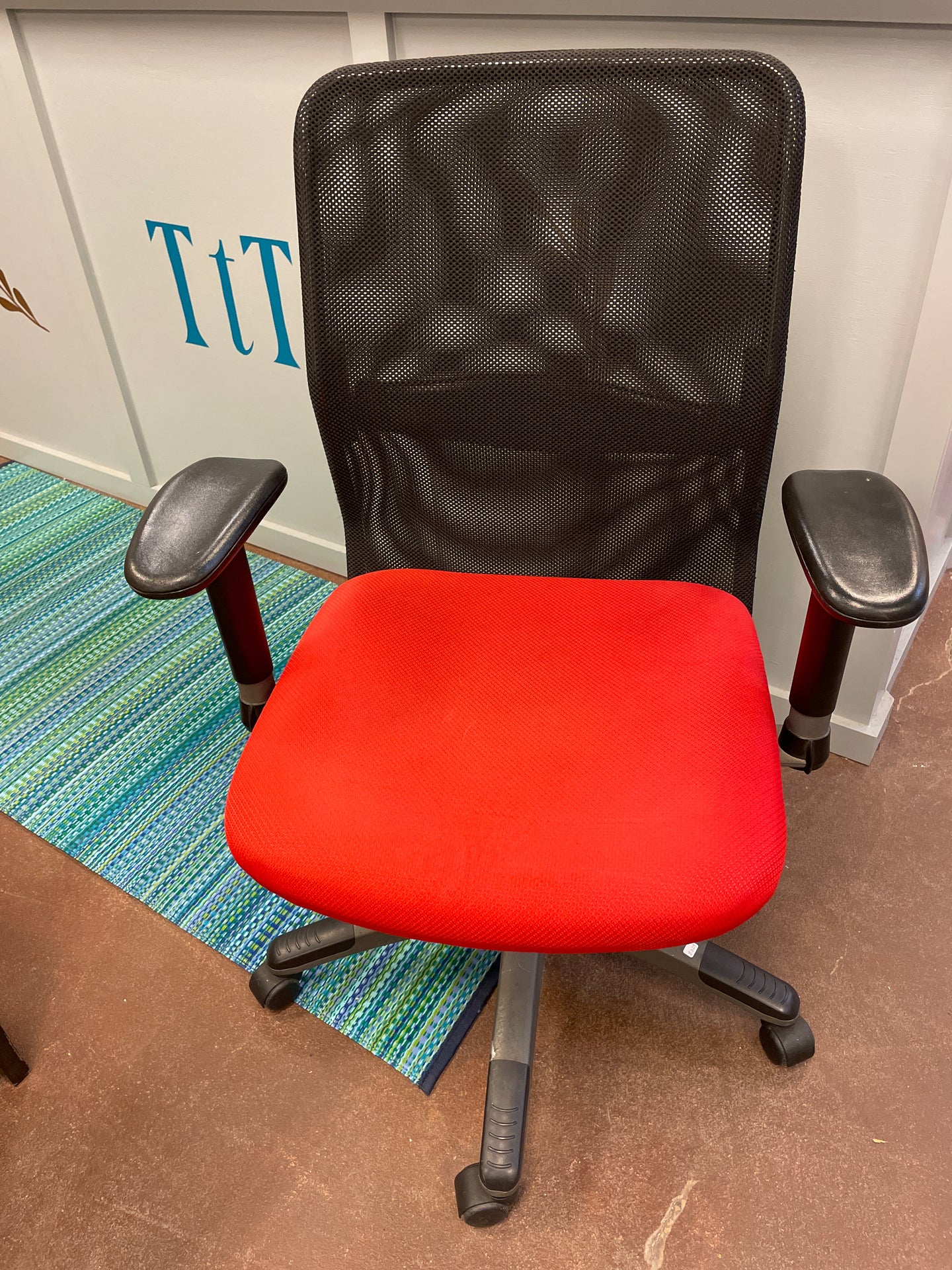 Desk Chair with Red Upholstered Seat