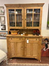 Load image into Gallery viewer, One Piece Antique Pine Cabinet with Glass Doors from Pine Trader Antiques, Montecito. CA

