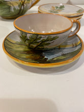 Load image into Gallery viewer, Incomplete Tea Set, Italian Countryside Scene,  Includes Teapot, 2 Cups, 5 Saucers
