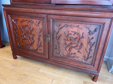 Load image into Gallery viewer, Two Piece China Cabinet with Carved Floral Detail
