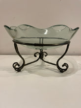 Load image into Gallery viewer, Scalloped Glass Bowl on Metal Stand

