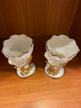 Load image into Gallery viewer, Pair of Ceramic White &amp; Gold Vases with Cherubs
