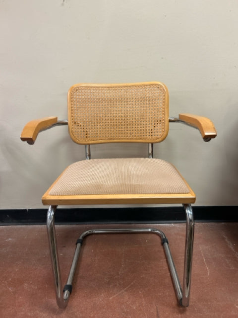 Vintage Upholstered Seat Cesca Arm Chair from Marcel Breuer
