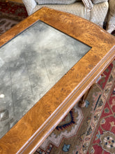 Load image into Gallery viewer, Burled Wood &amp; Smoke Glass Top Console Table
