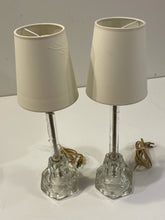 Load image into Gallery viewer, Pair of Etched Glass Candlestick Lamps
