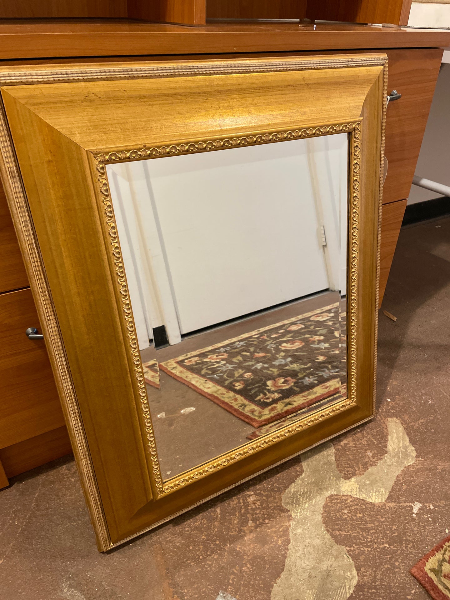 Beveled Mirror in Thick Gold Frame