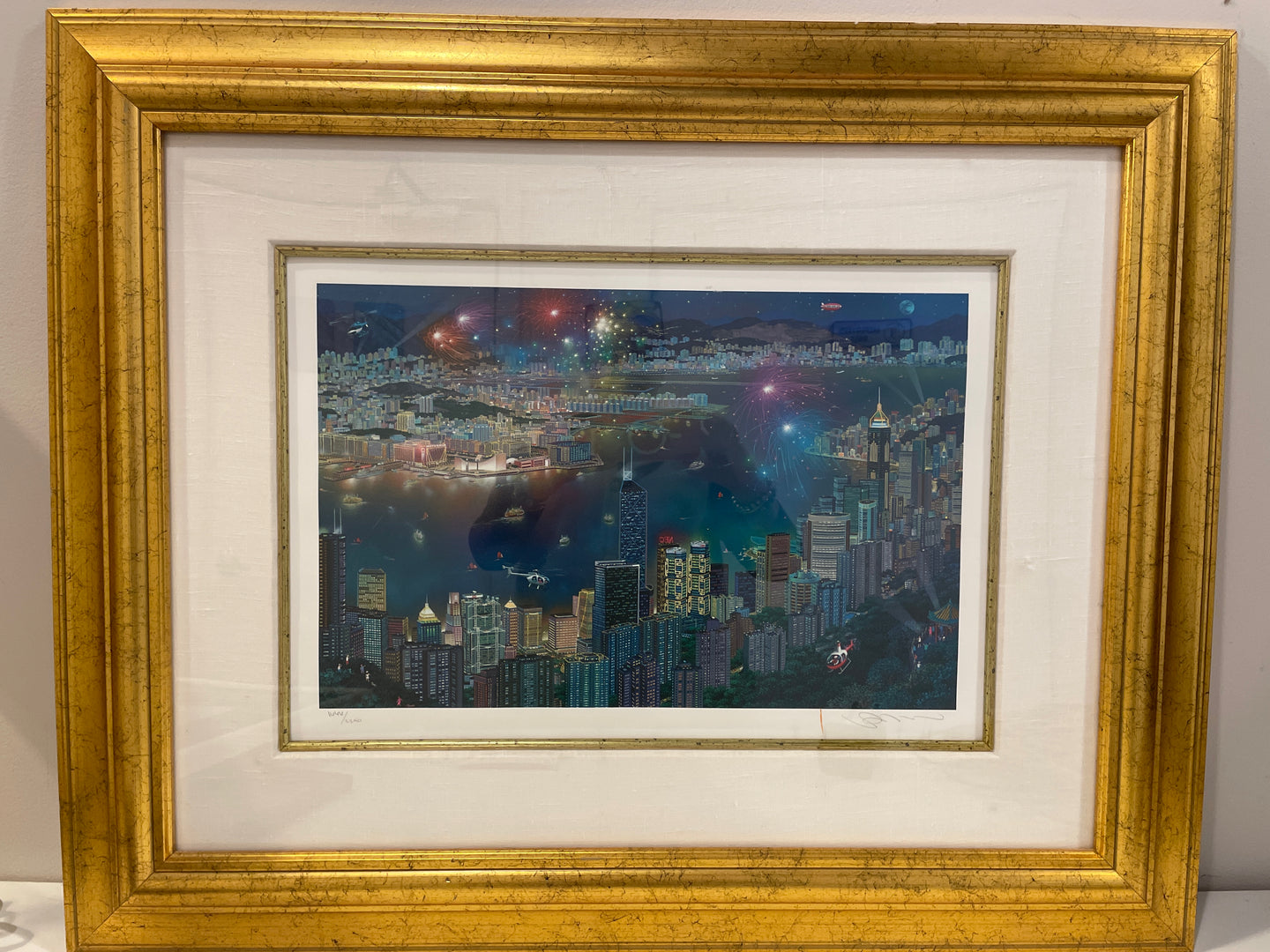 Signed & Numbered Serial Lithograph of Hong Kong by Alexander Chen