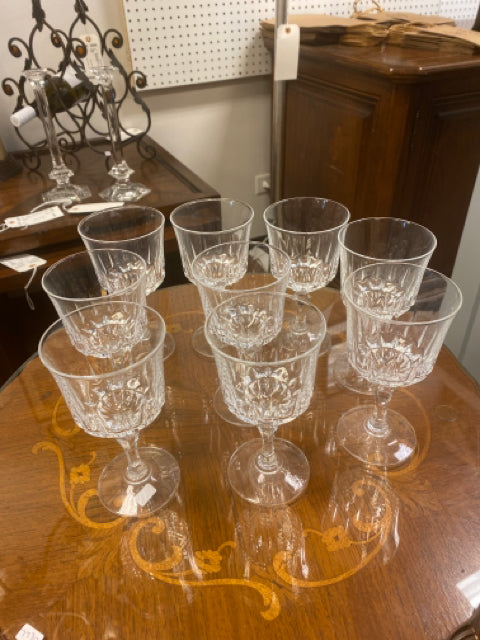 Set of 9 Crystal Wine Glasses