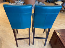 Load image into Gallery viewer, Pair of Faux Leather Green Bar Stools
