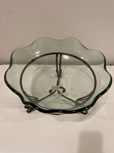 Load image into Gallery viewer, Scalloped Glass Bowl on Metal Stand
