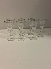 Load image into Gallery viewer, Set of 7 Silver Rimmed Wine Glasses
