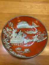 Load image into Gallery viewer, Pair of Orange Ceramic Plates with Pewter Back.  Can be Hung.
