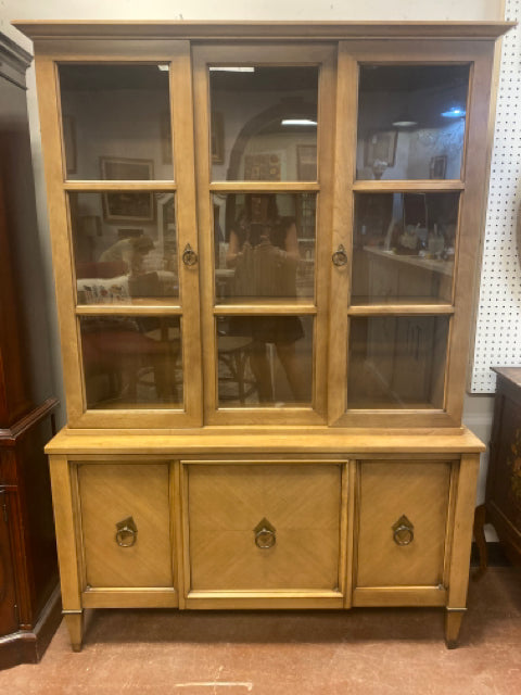 One Piece, MCM Maple China Cabinet with 2 Glass Doors