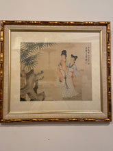 Load image into Gallery viewer, Two Geisha Women in Faux Gold Bamboo Frame
