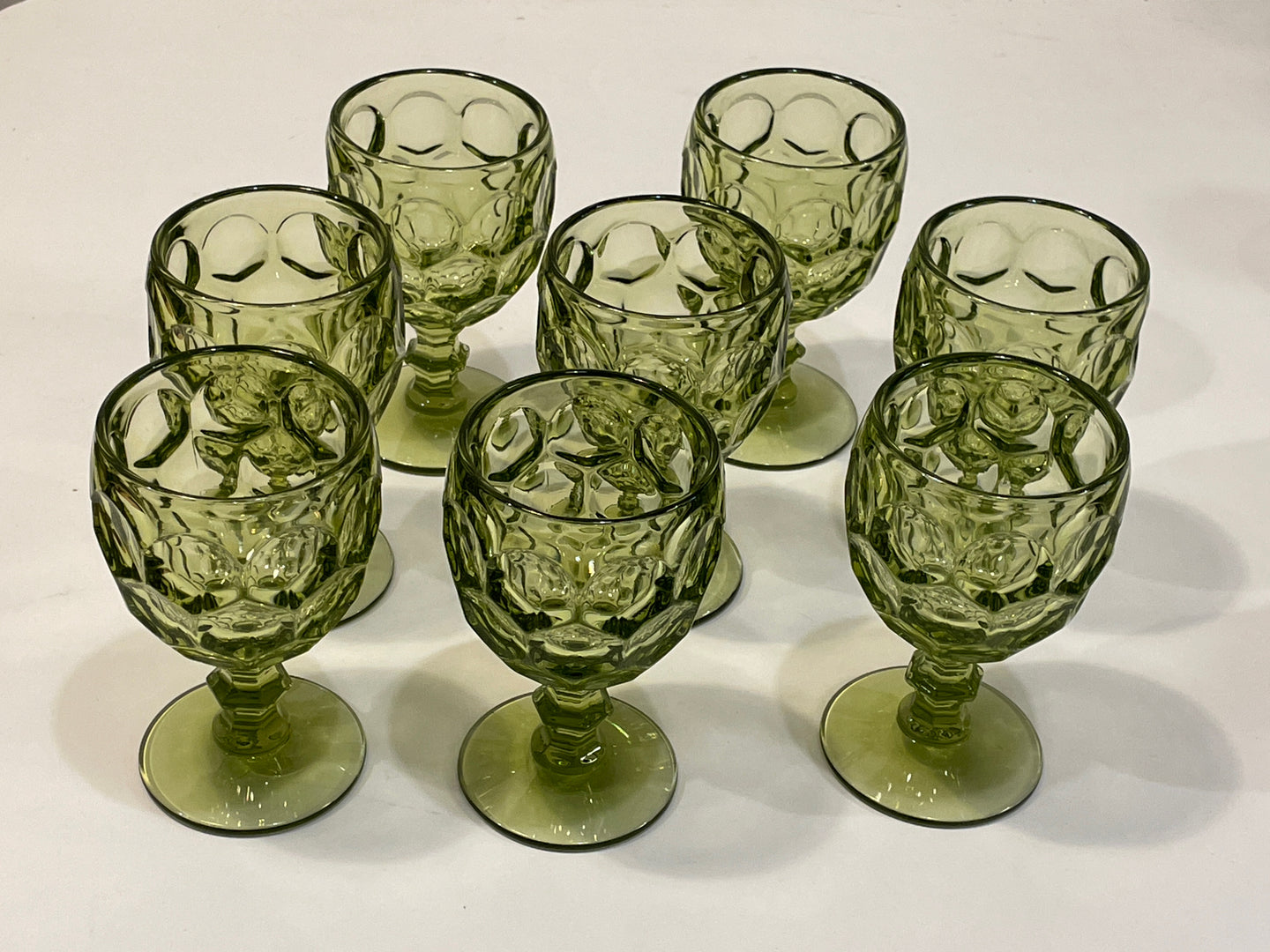 Nine Verde Green Imperial Heisey Thumbprint Glasses